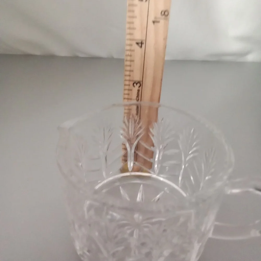 Vintage Clear Pressed Glass Creamer Pitcher Wheat Starburst Pattern Small 3in